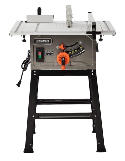 US GARVEE Table Saw 10 Inch 15A Multifunctional Saw with Stand & Push Stick-1